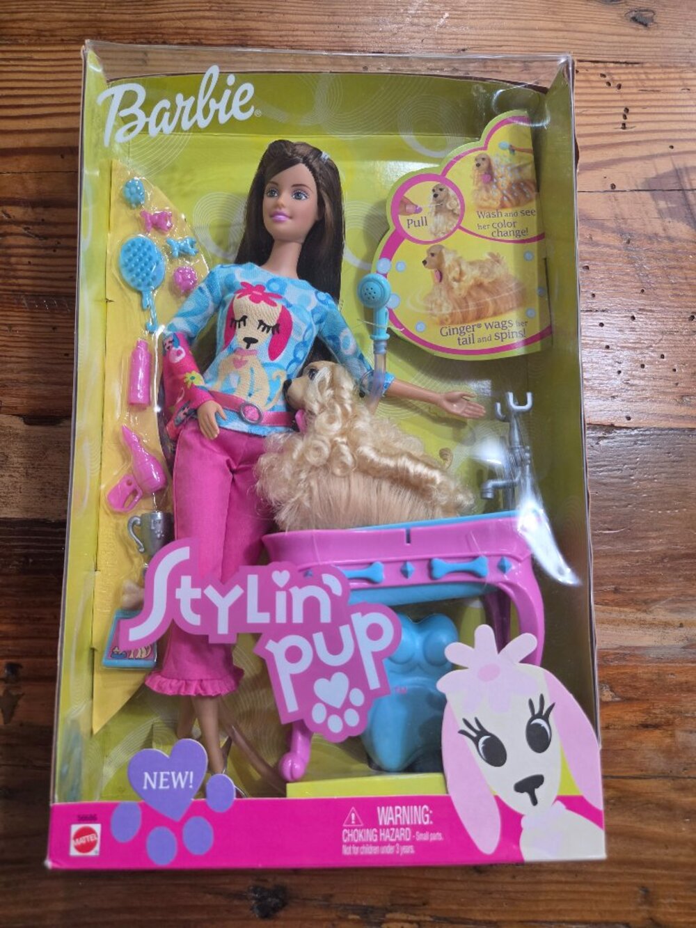 Mattel Barbie Stylin Pup Doll Brown Hair 2002 New Old Stock Sealed
